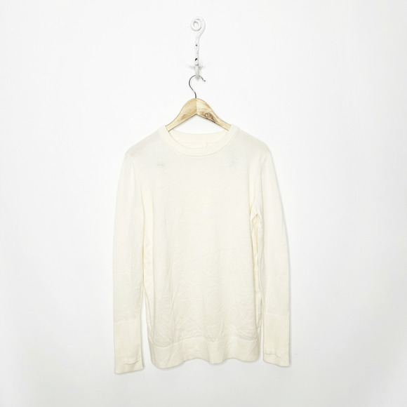lululemon Bring It BackBend Open Back Sweater ivory Boolux Pullover Thumbholes 4 - Picture 1 of 5